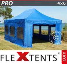 Folding tent PRO 4x6 m Blue, incl. 8 sidewalls