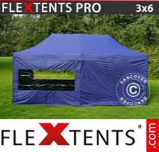 Folding tent PRO 3x6 m Dark blue, incl. 6 sidewalls
