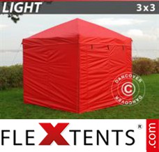 Folding tent Light 3x3 m Red, incl. 4 sidewalls