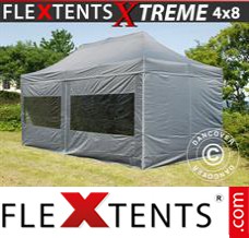 Folding tent Xtreme 4x8 m Grey, incl. 6 sidewalls