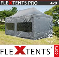 Folding tent PRO 4x8 m Grey, incl. 6 sidewalls
