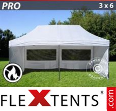 Folding tent PRO 3x6 m White, Flame retardant, incl. 6 sidewalls