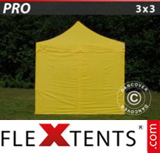 Folding tent PRO 3x3 m Yellow, incl. 4 sidewalls