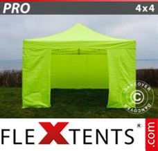 Folding tent PRO 4x4 m Neon yellow/green, incl. 4 sidewalls