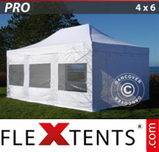 Folding tent PRO 4x6 m White, incl. 8 sidewalls