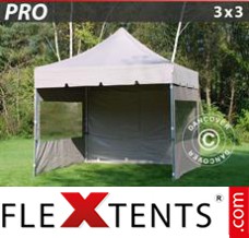 Folding tent PRO "Peaked" 3x3 m Latte, incl. 4 sidewalls