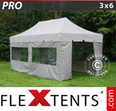Folding tent PRO "Peaked" 3x6 m Latte, incl. 6 sidewalls