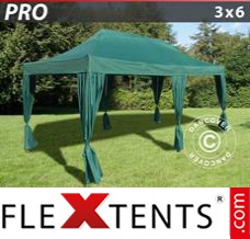 Folding tent PRO 3x6 m Green, incl. 6 decorative curtains