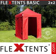 Folding tent Basic, 2x2 m Red, incl. 4 sidewalls