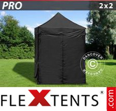 Folding tent PRO 2x2 m Black, incl. 4 sidewalls