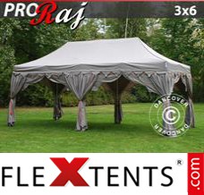 Folding tent PRO "Raj" 3x6 m Latte/Orange