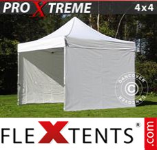 Folding tent Xtreme 4x4 m White, Flame retardant, incl. 4 sidewalls