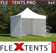 Folding tent PRO 3x3 m White, incl. 4 sidewalls