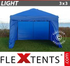 Folding tent Light 3x3 m Blue, incl. 4 sidewalls