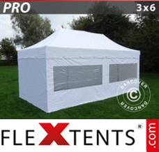Folding tent PRO "Peaked" 3x6 m White, incl. 6 sidewalls