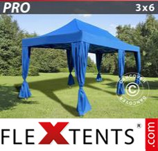 Folding tent PRO 3x6 m Blue, incl. 6 decorative curtains