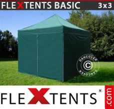 Folding tent Basic, 3x3 m Green, incl. 4 sidewalls