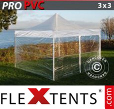 Folding tent PRO 3x3 m Clear, incl. 4 sidewalls