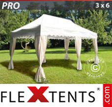 Folding tent PRO "Wave" 3x6 m White, incl. 6 decorative curtains