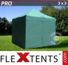Folding tent PRO 3x3 m Green, incl. 4 sidewalls