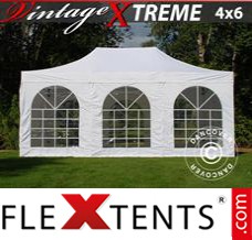 Folding tent Xtreme Vintage Style 4x6 m White, incl. 8 sidewalls