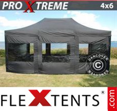 Folding tent Xtreme 4x6 m Black, incl. 8 sidewalls