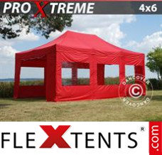 Folding tent Xtreme 4x6 m Red, incl. 8 sidewalls
