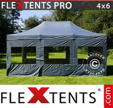 Folding tent PRO 4x6 m Grey, incl. 8 sidewalls
