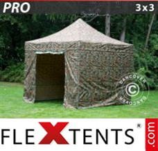 Folding tent PRO 3x3 m Camouflage/Military, incl. 4 sidewalls