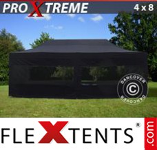 Folding tent Xtreme 4x8 m Black, incl. 6 sidewalls