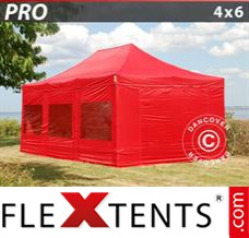 Folding tent PRO 4x6 m Red, incl. 8 sidewalls