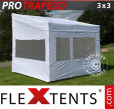 Folding tent PRO Trapezo 3x3m White, incl. 4 sidewalls
