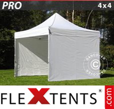Folding tent PRO 4x4 m White, incl. 4 sidewalls