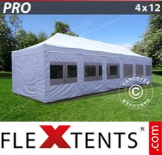 Folding tent PRO 4x12 m White, incl. sidewalls