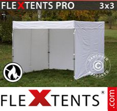 Folding tent PRO Exhibition w/sidewalls, 3x3 m, White, Flame...