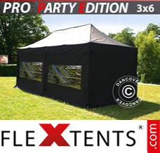 Folding tent PRO 3x6 m Black, incl. 6 sidewalls