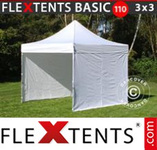 Folding tent Basic 110, 3x3 m White, incl. 4 sidewalls