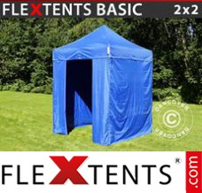 Folding tent Basic, 2x2 m Blue, incl. 4 sidewalls