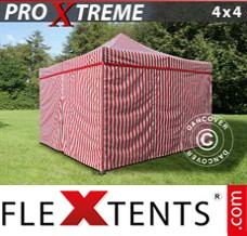 Folding tent Xtreme 4x4 m Striped incl. 4 sidewalls