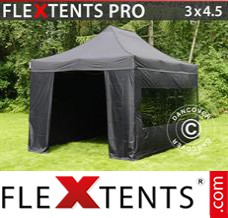 Folding tent PRO 3x4.5 m Black, incl. 4 sidewalls