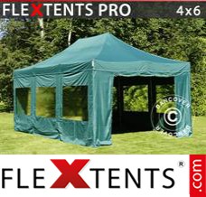 Folding tent PRO 4x6 m Green, incl. 8 sidewalls