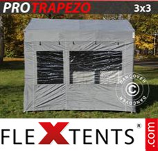 Folding tent PRO Trapezo 3x3m Grey, incl. 4 sidewalls