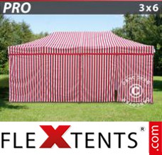 Folding tent PRO 3x6 m striped, incl. 6 sidewalls