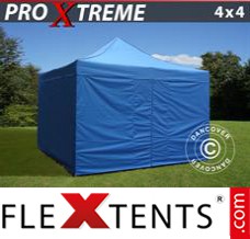Folding tent Xtreme 4x4 m Blue, incl. 4 sidewalls