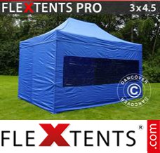 Folding tent PRO 3x4.5 m Blue, incl. 4 sidewalls