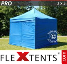 Folding tent PRO 3x3 m Blue, incl. 4 sidewalls
