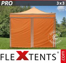 Folding tent PRO Work tent 3x3 m Orange Reflective, incl. 4...