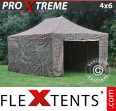 Folding tent Xtreme 4x6 m Camouflage/Military, incl. 8 sidewalls