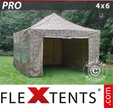 Folding tent PRO 4x6 m Camouflage/Military, incl. 8 sidewalls