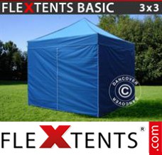 Folding tent Basic, 3x3 m Blue, incl. 4 sidewalls